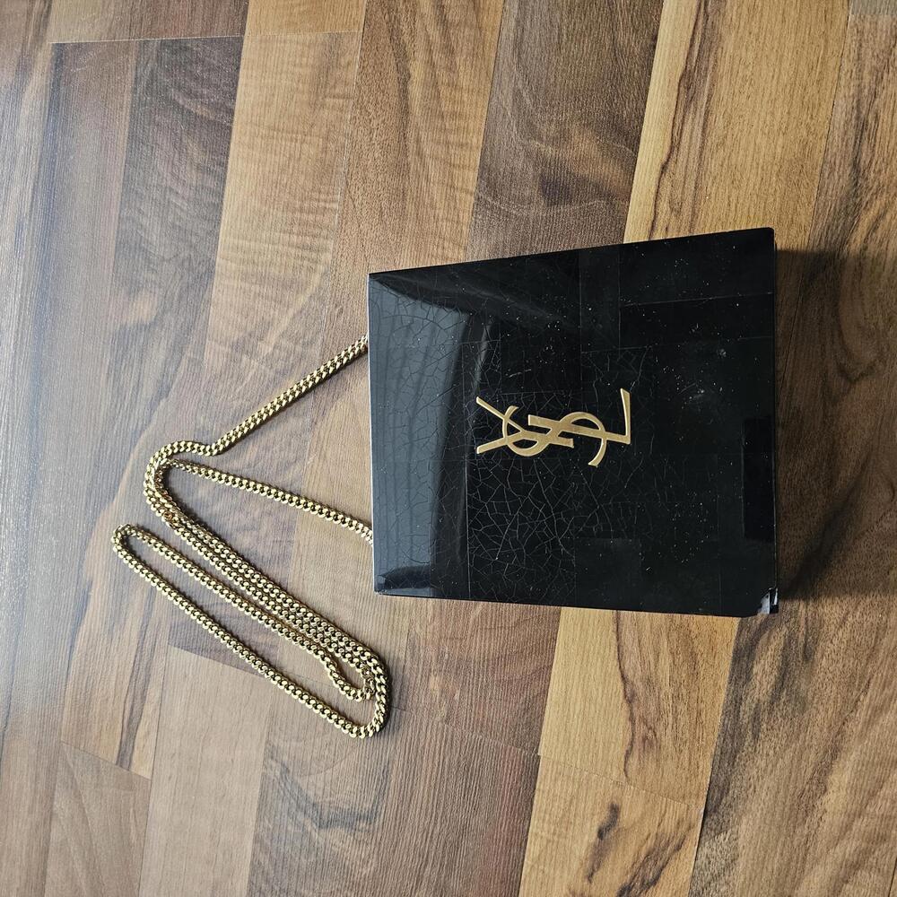 Saint Laurent YSL Black Tuxedo Box shoulder clutch - damaged